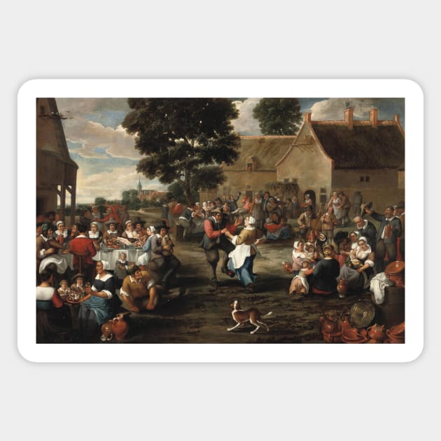 A Peasant's Feast in the Village Square by Mattheus van Helmont Sticker by Classic Art Stall